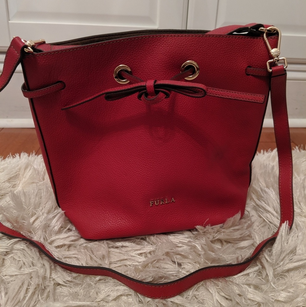 Red leather FURLA bag, excellent condition
